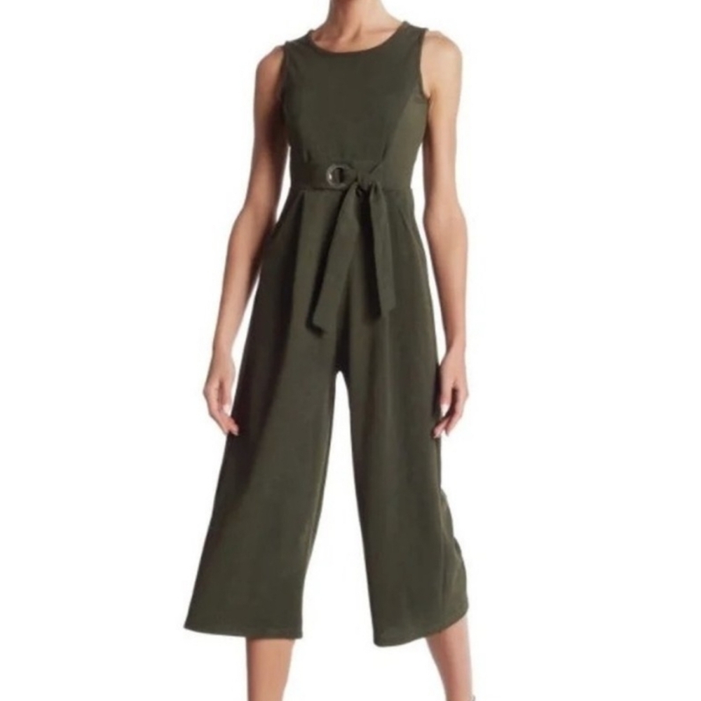 NWT ROMEO & JULIET SCOOP NeckTextured Olive Green Sleeveless Jumpsuit, M